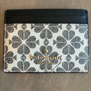Kate Spade New York Spade Print Card Holder Walle Black and Cream